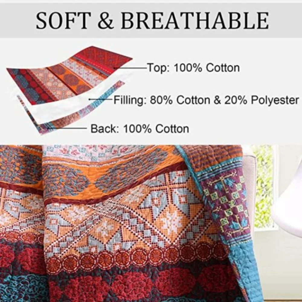 Cotton Boho Fall Throw Blanket